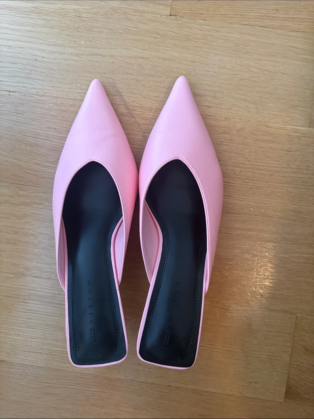 ASOS DESIGN Surprise pointed kitten heeled mules in pink SOLD OUT ONLINE!